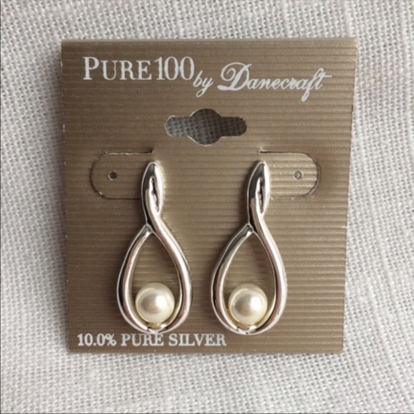 Danecraft Jewelry - Danecraft Pure100 Silver Pearl Earrings New
